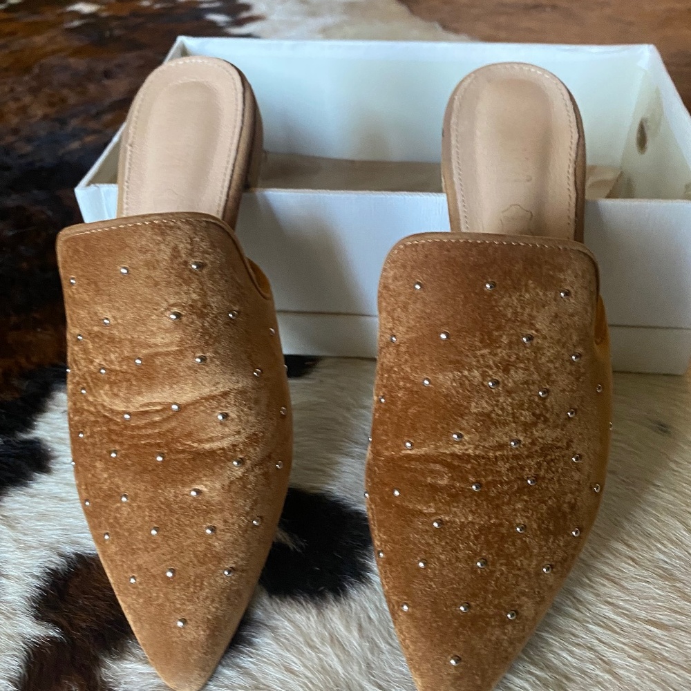 Camel/Bronze Gold Studded Mule